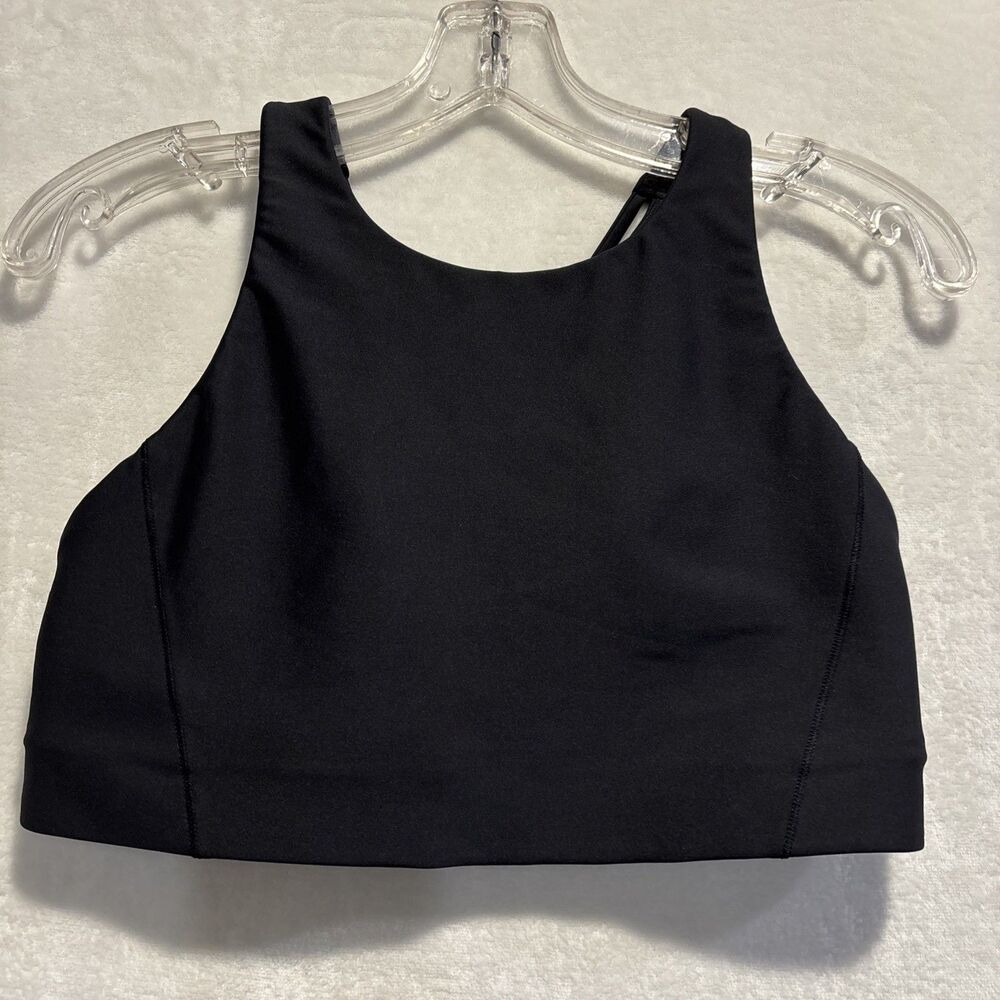 Athleta Flex Spacer Racerback High Neck Sports Bra Black Medium A-C Activewear
